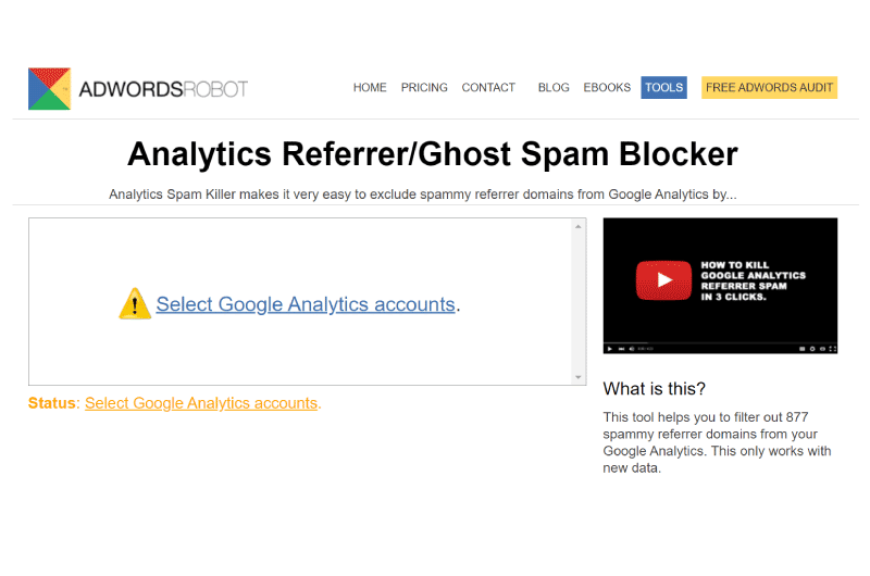  AdWords Robot bloqueur de spam de referent analytique
