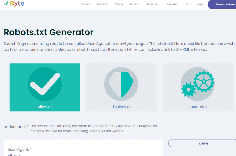 Page generateur de Robots txt