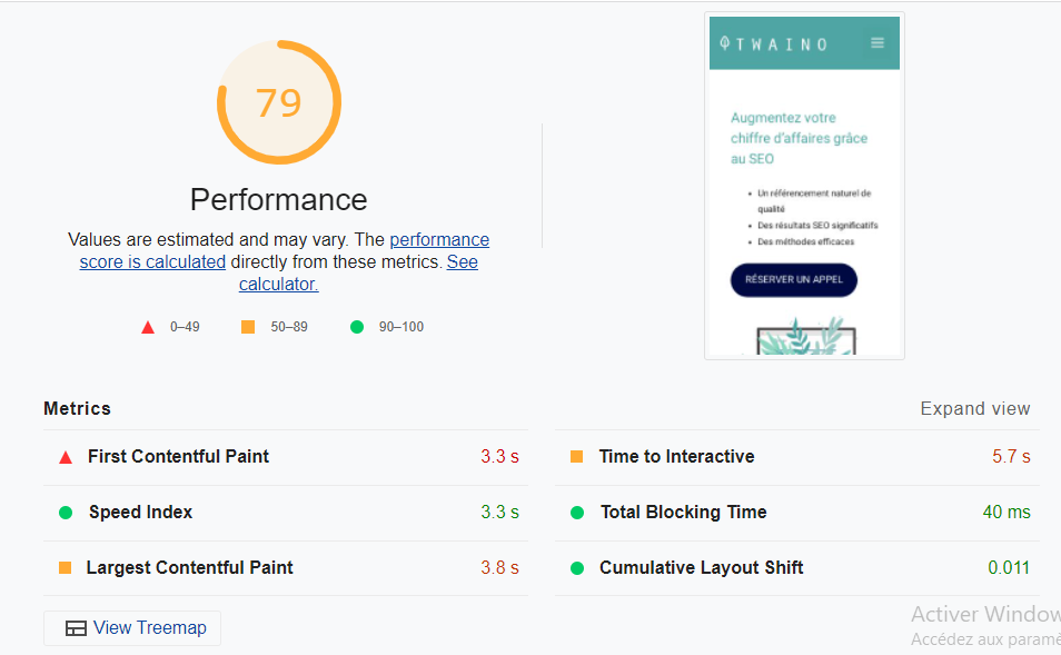 Performance du sit Web dev