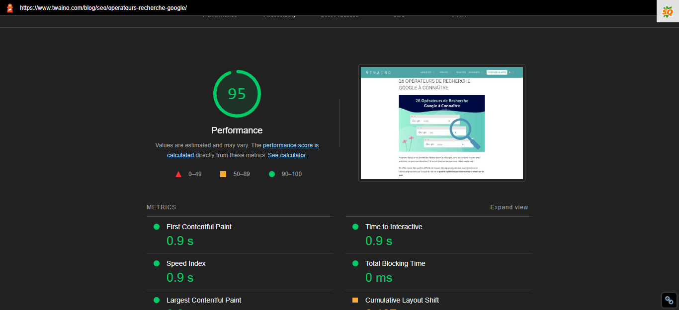  Rapports detailles sur le fonctionnement des pages de site internet