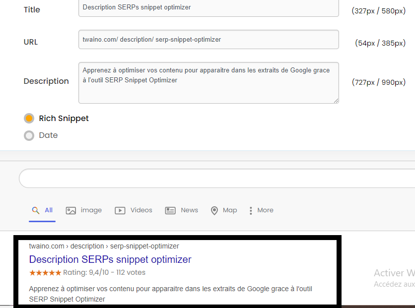  Titre et description de SERP Snippet Optimizer