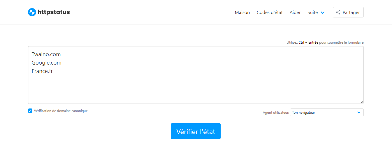 Verifications de plusieurs URLs Httpstatus