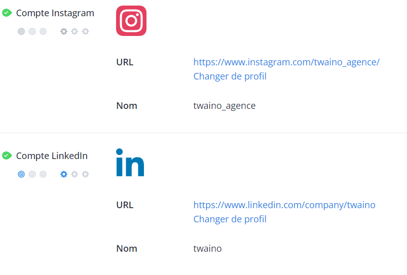 Compte Instagram et Linkedin WooRank