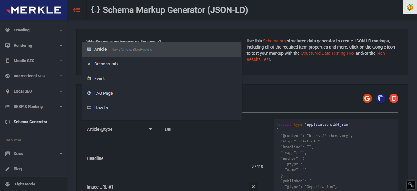 Markup Generator (JSON-LD) - Twaino