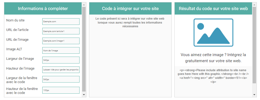 Fonctionnalites de l outil d integration d image