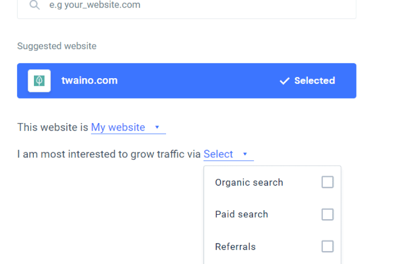 Interface SimilarWeb