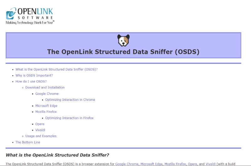 Le renifleur de donnees structurees Openlink