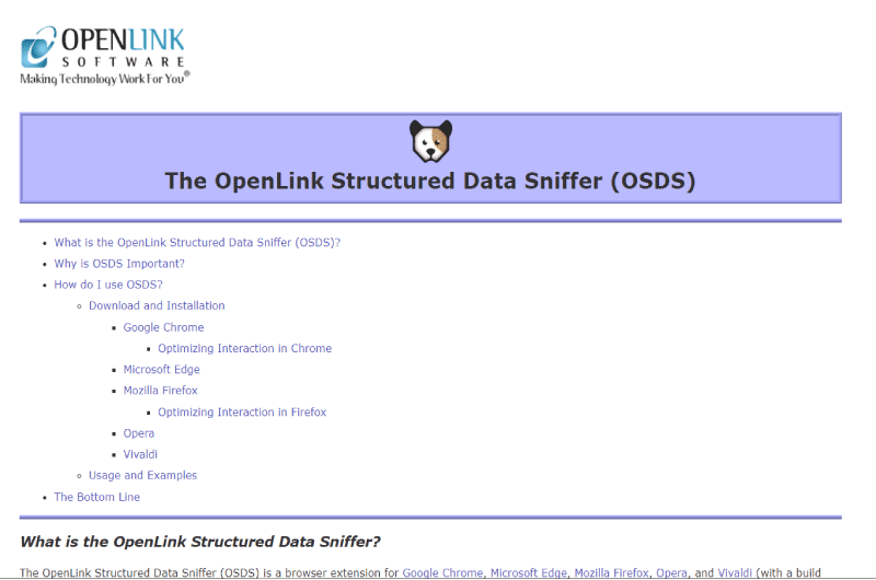  Le renifleur de donnees structurees Openlink