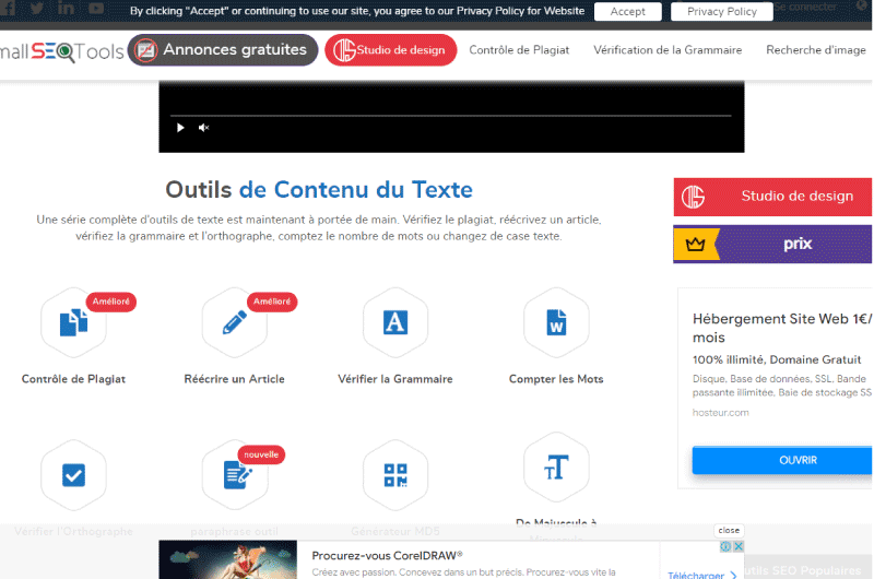 Outils de contenu du texte Small SEO Tools