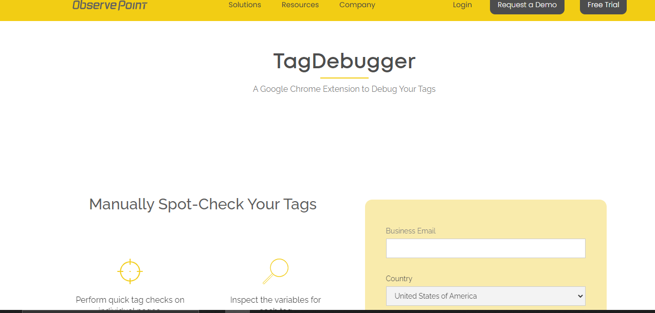 Page tag debugger