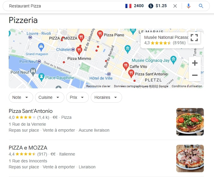 Requetes sur restaurant Pizzeria Google Location Changer
