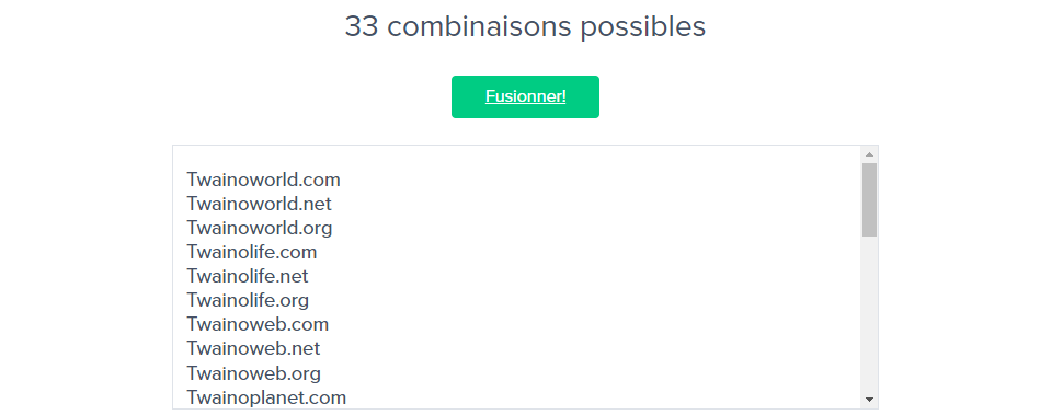 Combinaison des mots cles MergeWords de Toptal