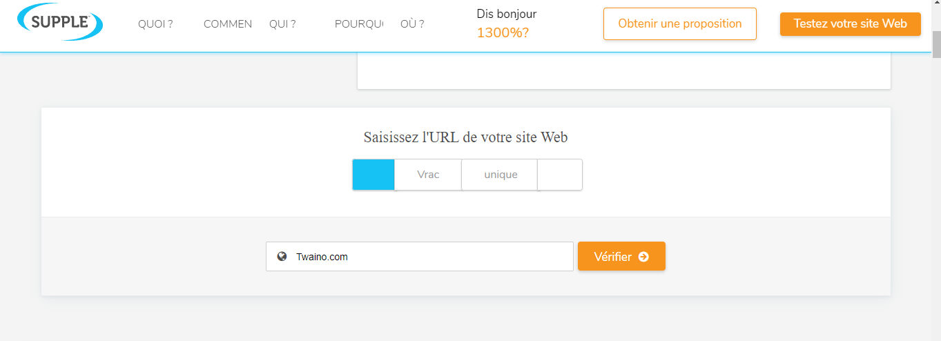 Le champ URL sur page d accueil de l outil