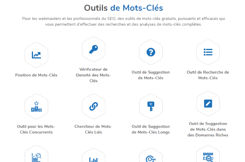 Outils de mots cles Small SEO Tools