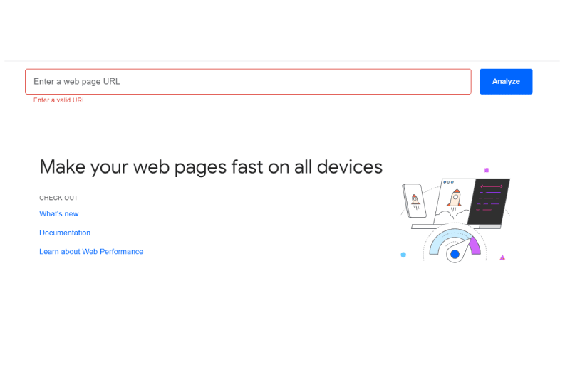 Page d accueil URL de site Google PageSpeed Insights