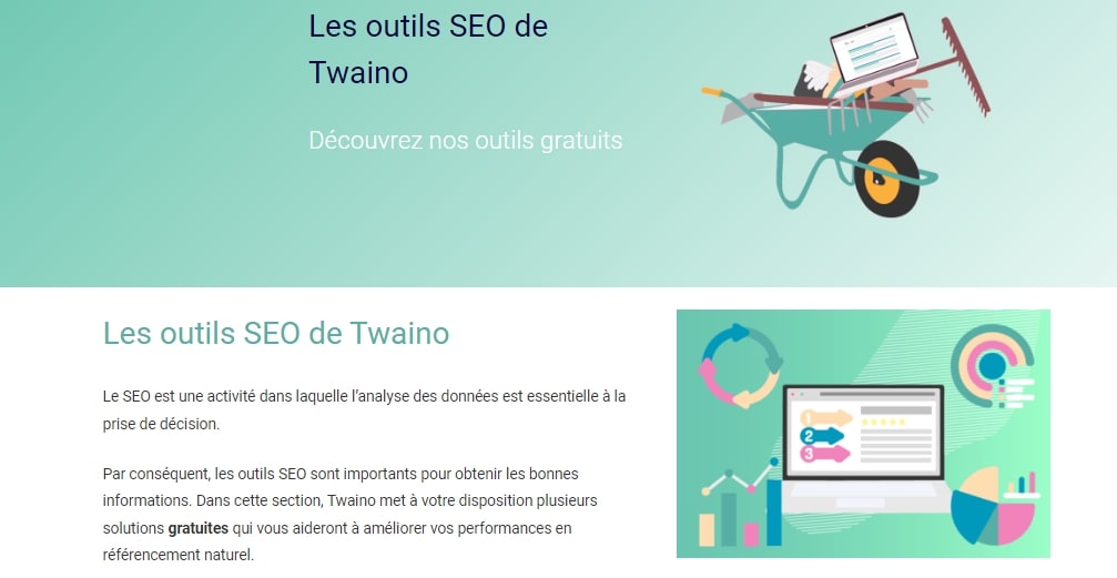 Les outils SEO de Twaino