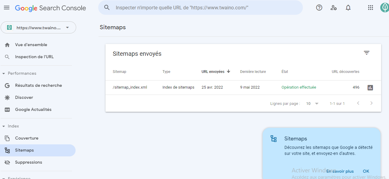 Rapport sitemaps Google Search Console