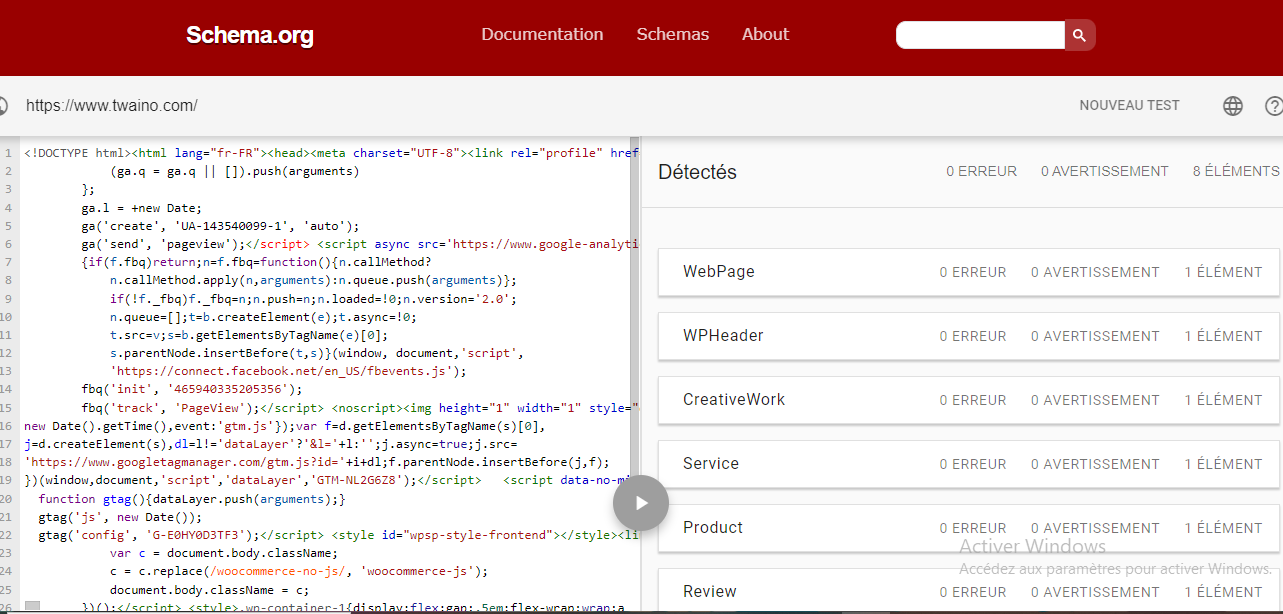  Schema structurel des pages de site web