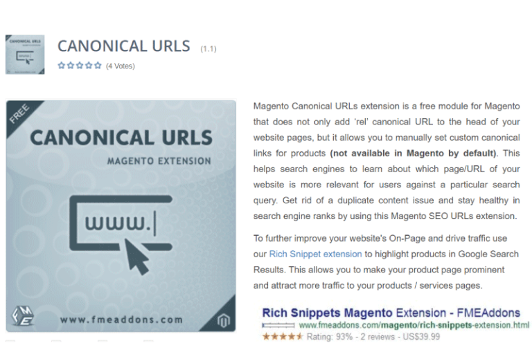 Canonical Urls Magento FME Addons Mise en avant