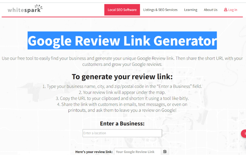 Google Review Link Generator Whitespark Mise en avant
