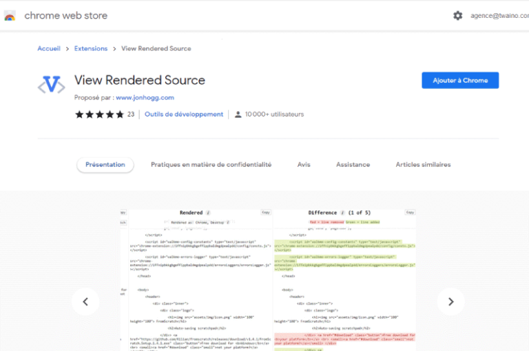 View Rendered Source Chrome Web Store Mise en avant