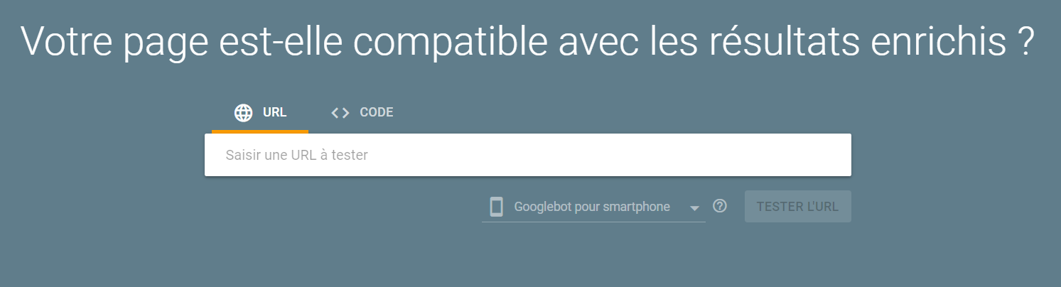 Plateforme de test Rich Results Test de Google