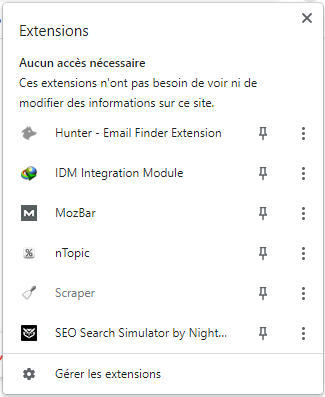 Extensions sur Scraper