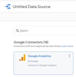 Page des connecteurs Google Data Studio