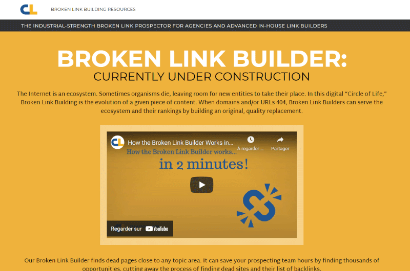 Broken Link Builder Mise en avant