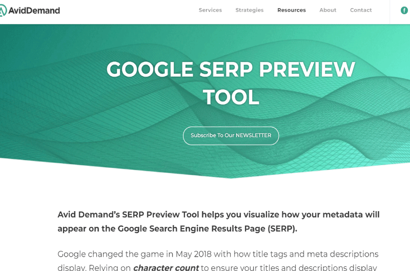 Google SERP Preview AvidDemand Mise en avant