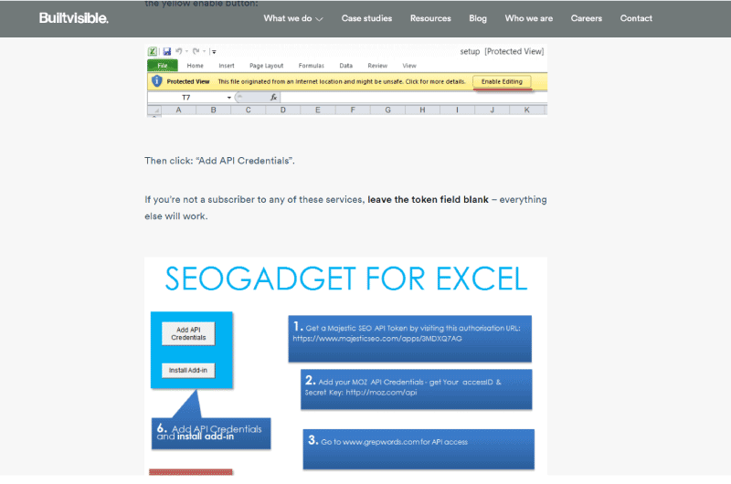 SEOGadget for Excel Builtvisible Outil SEO 6