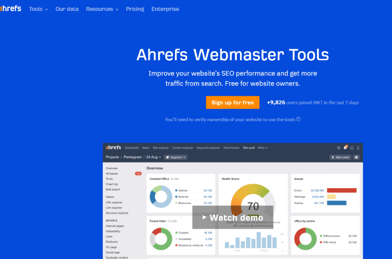 Webmaster Tools Ahrefs Mise en avant