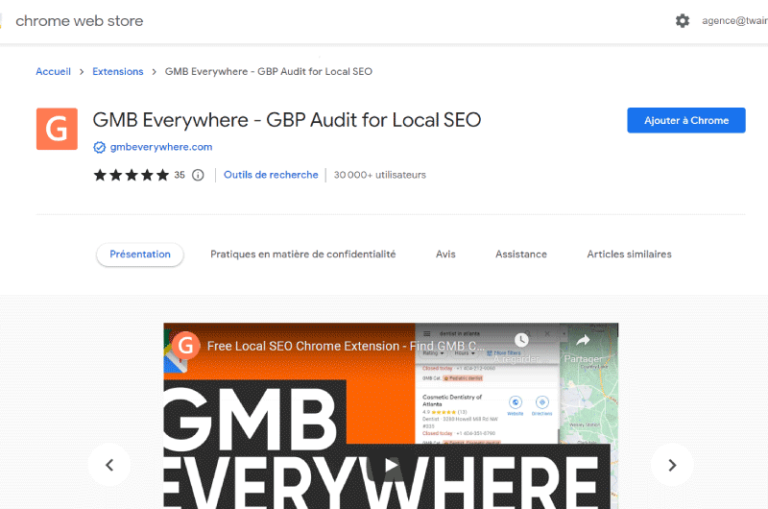 GMB Everywhere Chrome Extension Mise en avant