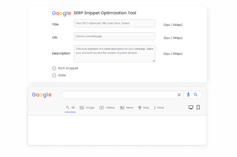 HigherVisibility Google SERP Snippet Optimization Tool Outil SEO 1
