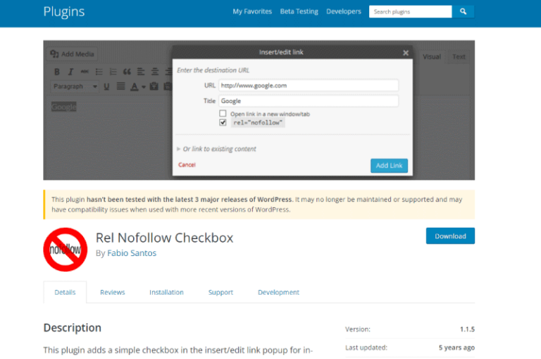 Rel Nofollow Checkbox Mise en avant