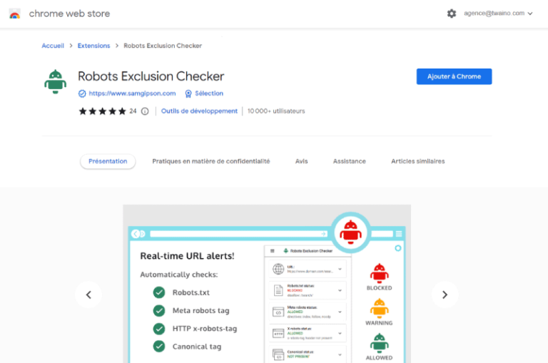 Robots Exclusion Checker Mise en avant