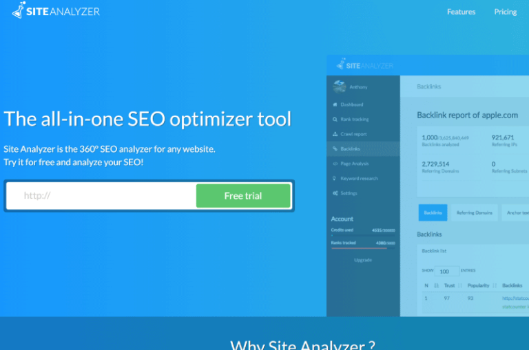 Site Analyzer Mise en avant