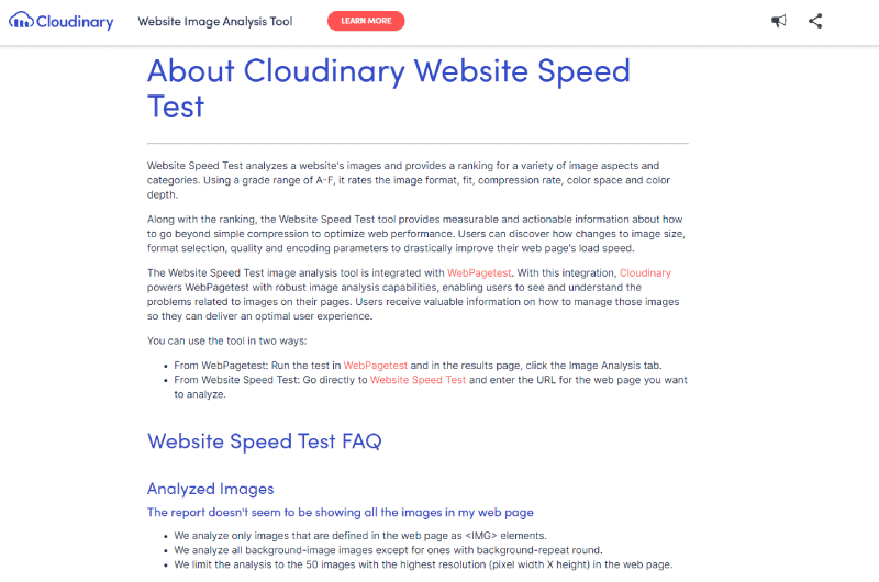 Website Image Analysis Cloudinary Outil SEO 2