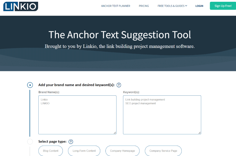 Anchor Text Suggestion Tool Linkio Mise en avant