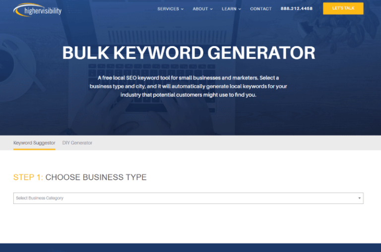 Bulk keyword Generator highervisibility Mise en avant outil