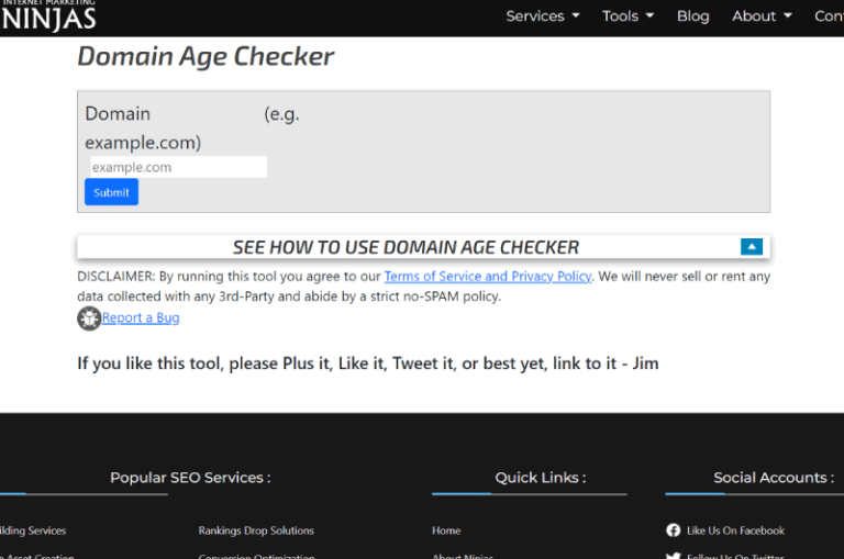 Domain Age Checker Internet Marketing Ninjas Mise en avant