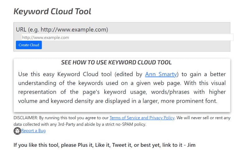 Keyword Cloud Tool Internet Marketing Ninjas Outil SEO 1