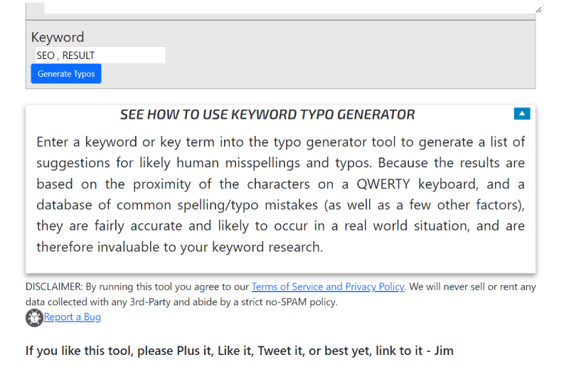 Keyword Typo Generator Outil SEO 1