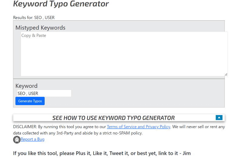 Keyword Typo Generator Outil SEO 2