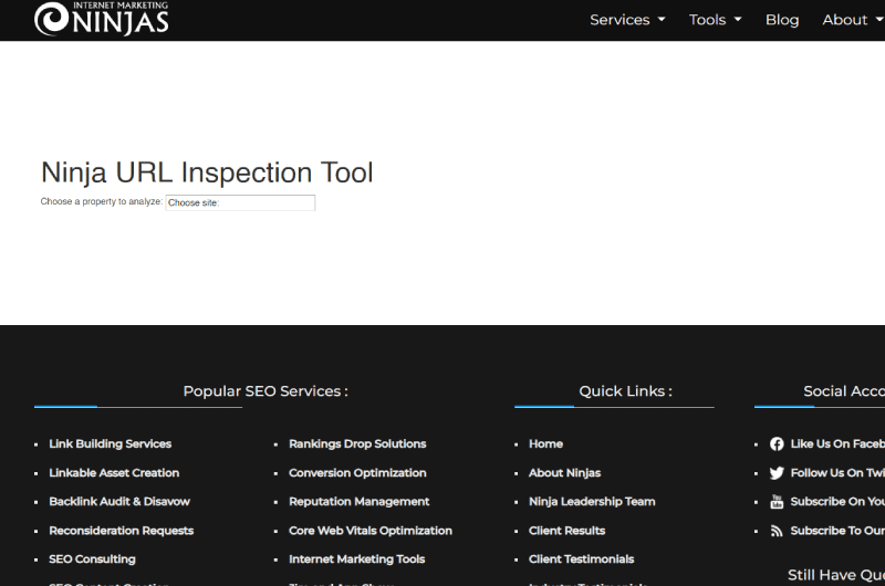 Ninja URL Inspection Tool Marketing Ninjas Outil SEO 1