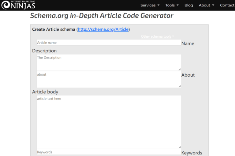 Schema.org in Depth Article Code Generator Marketing Ninjas Mise en avant