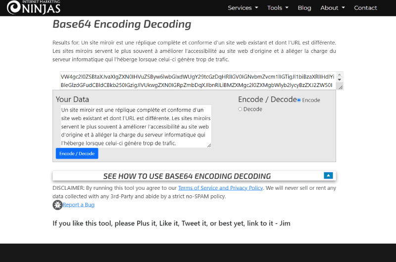 Base64 Encoding Decoding Marketing Ninjas Outil SEO 2