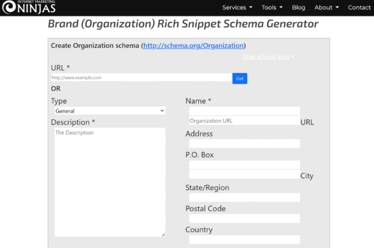 Brand (Organization) Rich Snippet Schema Generator Marketing Ninjas Mise en avant