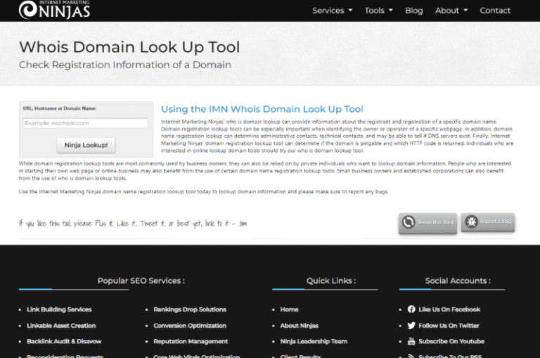 Domain Whois Lookup Tool Marketing Ninjas Mise en avant