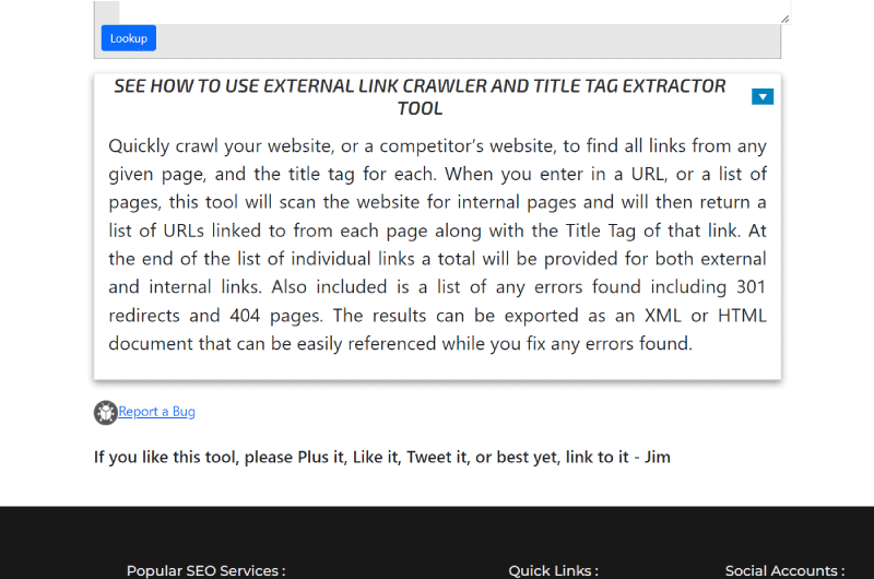 External Link Crawler and Title Tag Extractor Tool Marketing Ninjas Outil SEO 1